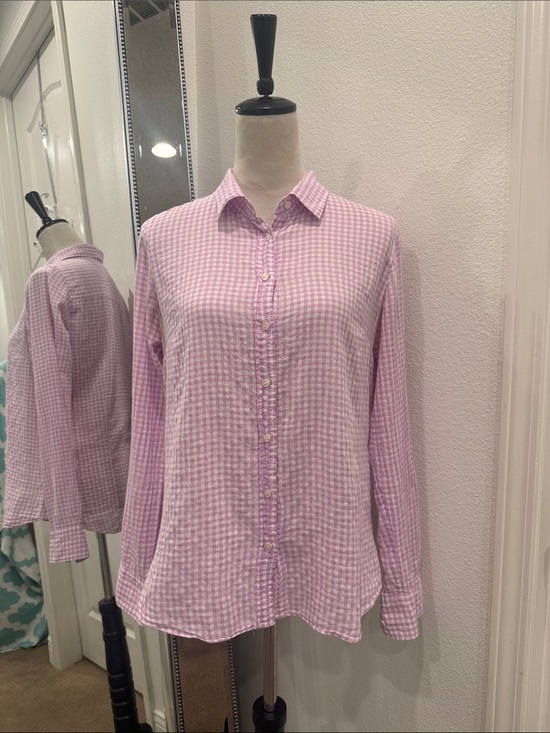 J. Crew Tops - J.Crew Pink and White Gingham Button-Up Shirt